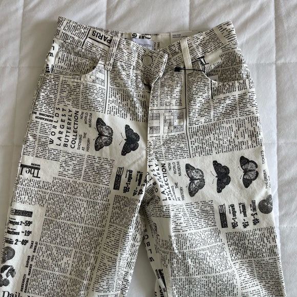 Zara Newspaper Print Straight Leg Jeans - Picture 5 of 6